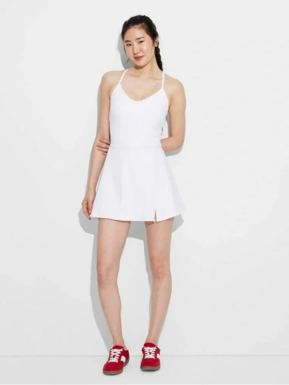 Classic White Tennis Active Dress with Adjustable Spaghetti Straps